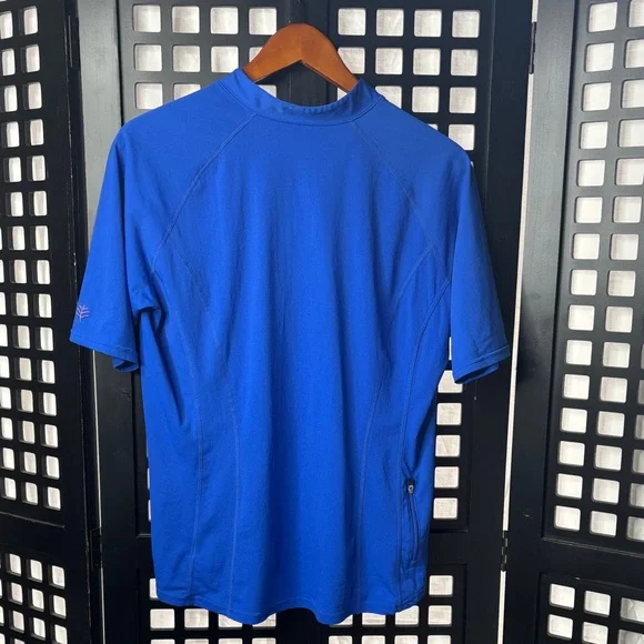 💙 Coolibar Royal Blue Quarter Zip Sun Shirt Womens Large UPF Short Sleeve 💙 - Picture 6 of 13